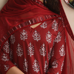 Khushal K Floral Printed V-Neck Pure Cotton Kurta set