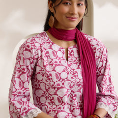 Khushal K Women Cotton Kurti And Farshi Salwar  With Dupatta Set - Maroon
