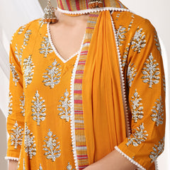 Women Floral Printed Regular Pure Cotton Kurta with Palazzos & With Dupatta