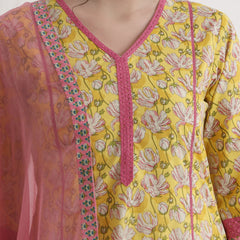 Women Floral Printed Regular Pure Cotton Kurta with Palazzos & With Dupatta