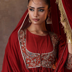 Khushal K Women Cotton kurta and palazzo with dupatta set - Rust