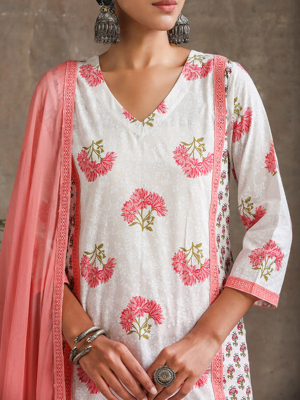 Khushal K Women Floral Printed Regular Straight Kurta set