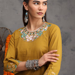 Khushal K Women Cotton Kurta Farsi Salwar Set - Mustard
