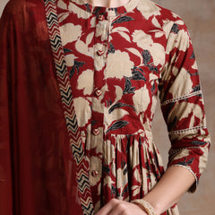 Women Floral Printed Regular Pure Cotton Kurta with Palazzos & With Dupatta
