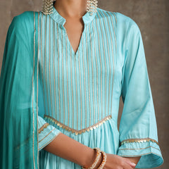 Khushal K Women Embroidered Pleated Gotta Patti Kurta set