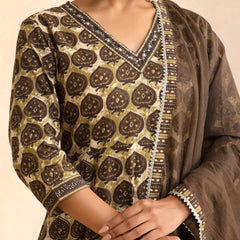 Women Ethnic Motifs Printed Pure Cotton Kurta & Trouser With Dupatta