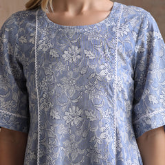 Women Floral Printed Cotton Fit and Flare A-Line Dress