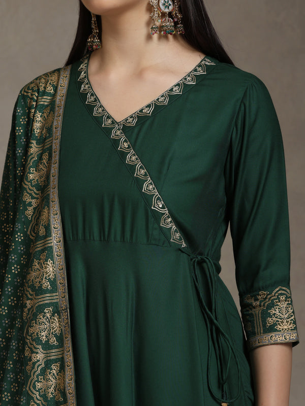 Khushal K Floral Printed Anarkali Thread Work Kurta set