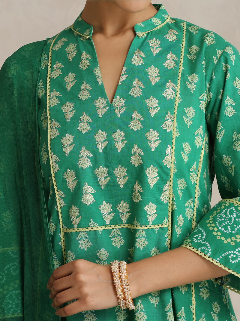 Women Floral Printed Regular Pure Cotton Kurta with Palazzos & With Dupatta
