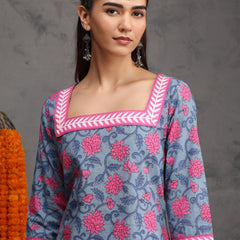 Khushal K Women Cotton Kurta Farsi Salwar Set - Blue