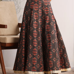 Khushal K Womens Cotton Printed Skirts - Black
