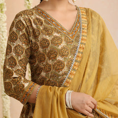 Women Ethnic Motifs Printed Cotton Anarkali Kurta with Palazzos & Dupatta