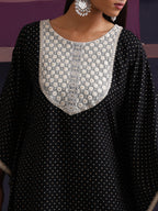 Khushal K Women Embroidered Black Printed Kaftan set