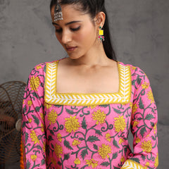 Khushal K Women Cotton Kurta Farsi Salwar Set - Pink