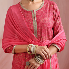 Pink Embroidered Kurta Set with Dupatta