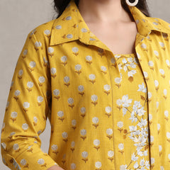 Yellow Floral & Polka Fusion Cotton Cord Set
