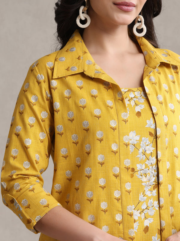 Yellow Floral & Polka Fusion Cotton Cord Set