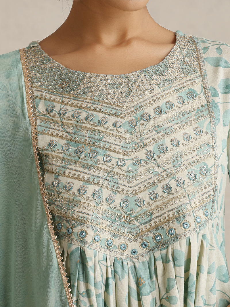 Khushal K Women Floral Printed  Thread Work Kurta set
