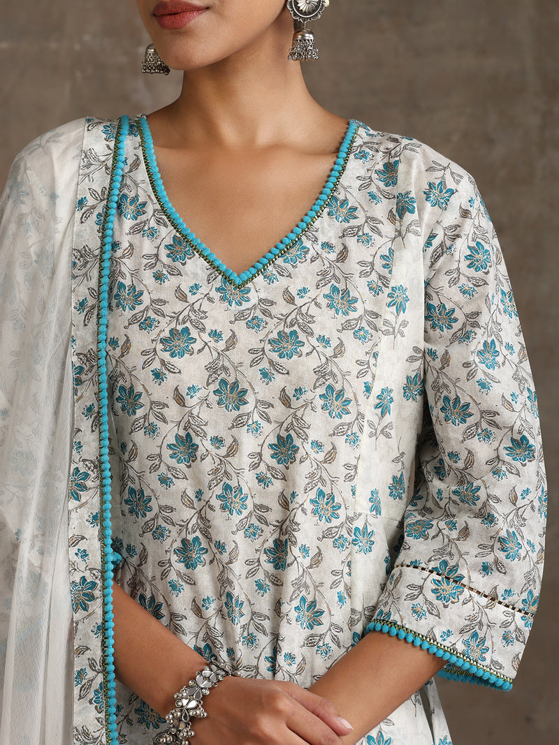 Khushal K Floral Printed A-Line Kurta set