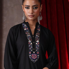 Khushal K Women Cotton kurta and Farsi salwar set - Black