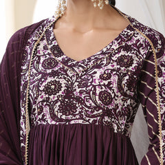 Khushal K Floral Printed Empire V Neck Gotta Patti Anarkali Kurta set