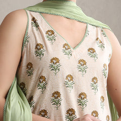 Khushal K Floral Printed V-Neck Pure Cotton Kurta set