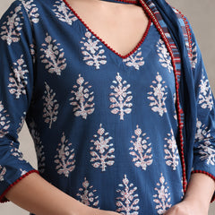 Women Floral Printed Regular Pure Cotton Kurta with Palazzos & With Dupatta