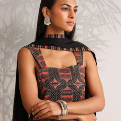 Khushal K Women Cotton kurti and Farshi Salwar with dupatta set - Black
