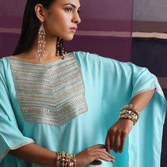 Khushal K Women Motifs Yoke Round Nack Design Kaftan set