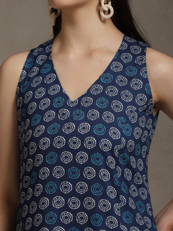 Khushal K Women Ethnic Motifs Printed V-Neck Pure Cotton Kurta set