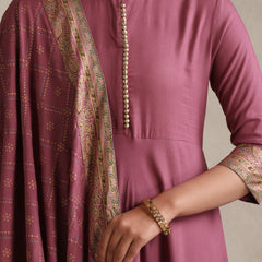 Pink printed Kurta with Palazzos with dupatta