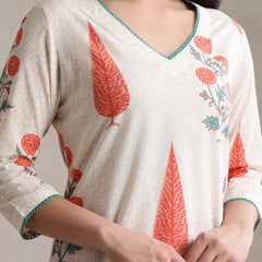 Printed Cotton V-Neck Tunic With Palazzo Co-Ords