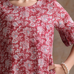 Women Cotton Floral Printed A-Line Dress