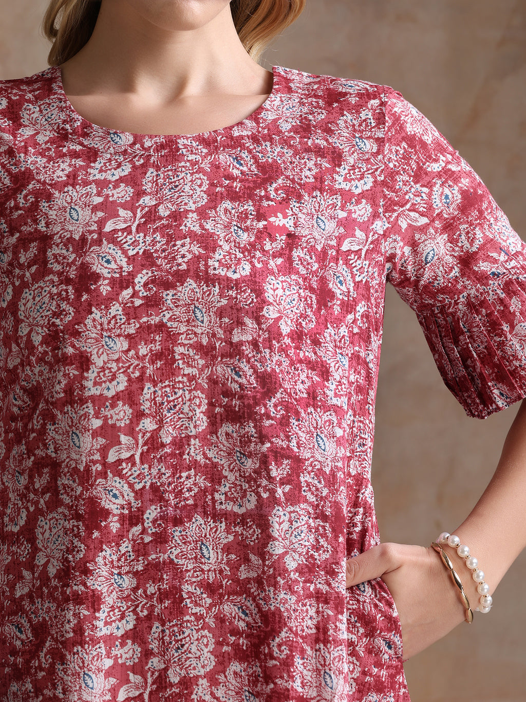 Women Cotton Floral Printed A-Line Dress