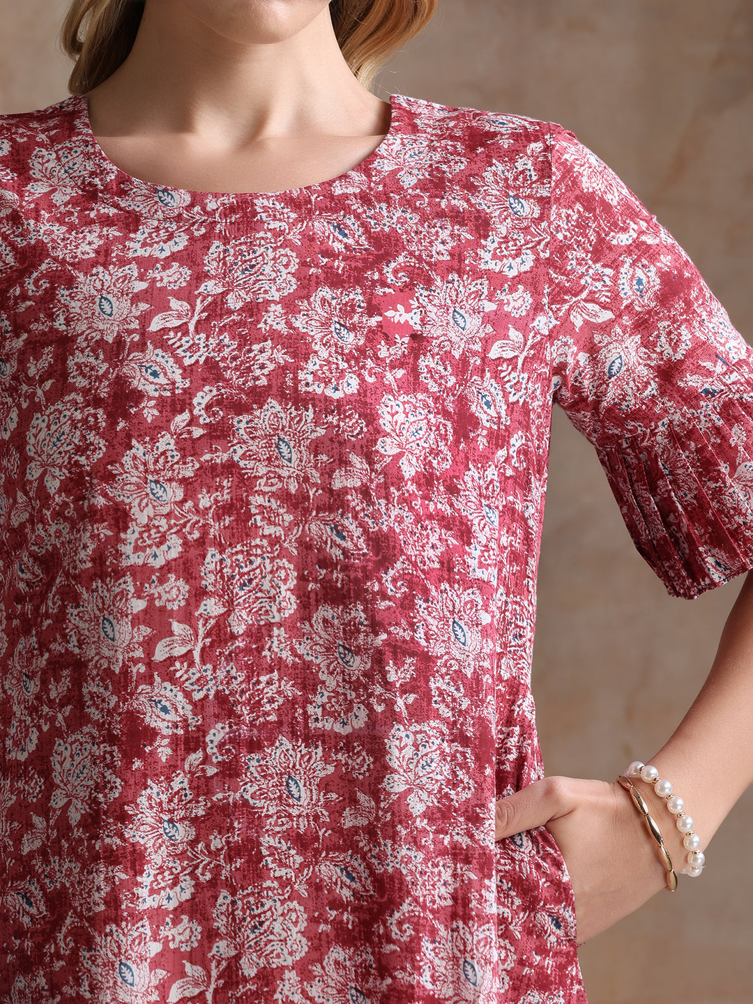 Women Cotton Floral Printed A-Line Dress