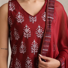 Khushal K Floral Printed V-Neck Pure Cotton Kurta set