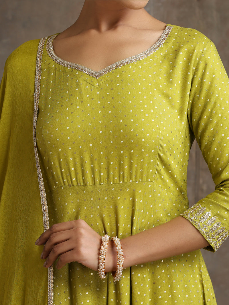Sweet Heart Neck Anarkali Kurta with Palazzos & With Dupatta