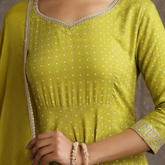 Sweet Heart Neck Anarkali Kurta with Palazzos & With Dupatta