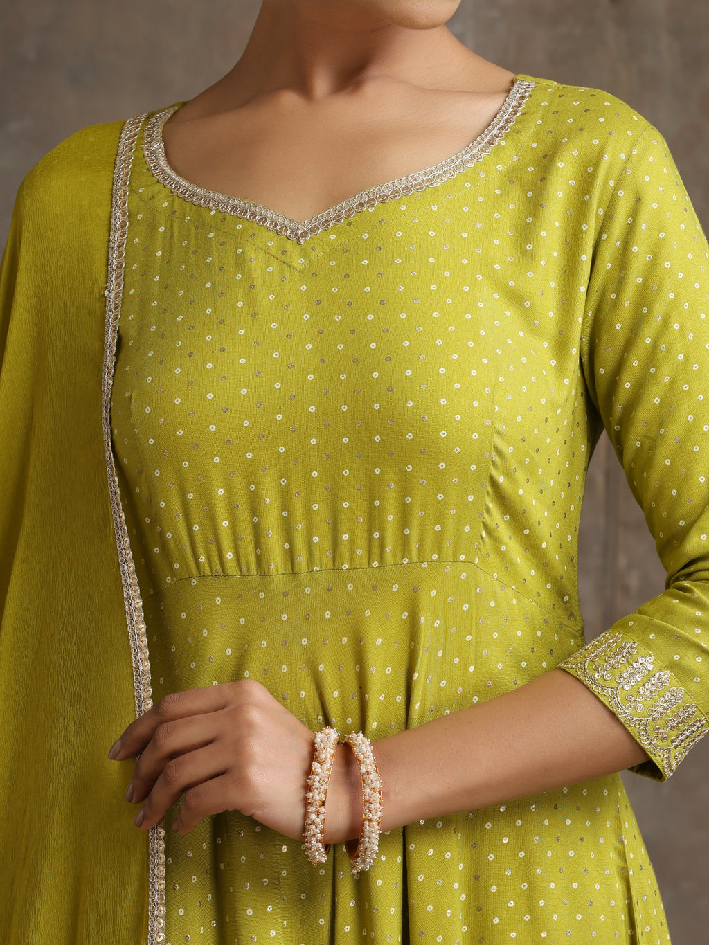 Sweet Heart Neck Anarkali Kurta with Palazzos & With Dupatta