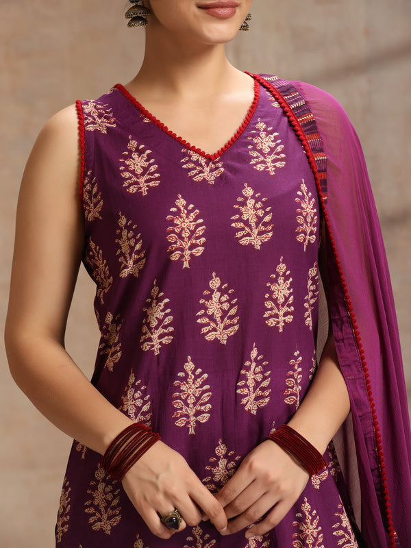 Women Ethnic Motifs Printed Regular Pure Cotton Kurta with Trousers & Dupatta