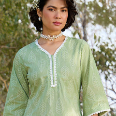 Khushal K Women Printed Regular Pure Cotton green Kurta & Farsi Salwar