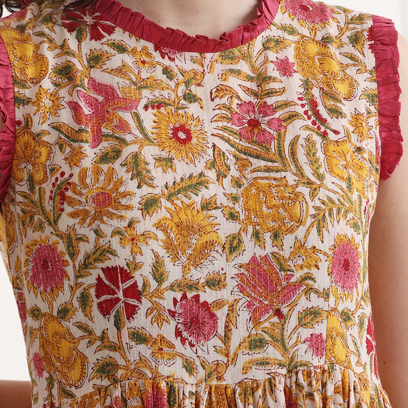 Women Floral Print Fit & Flare Midi Dress - Off White - Khushal K - Image 3