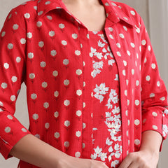 Red Floral & Polka Fusion Cotton Cord Set