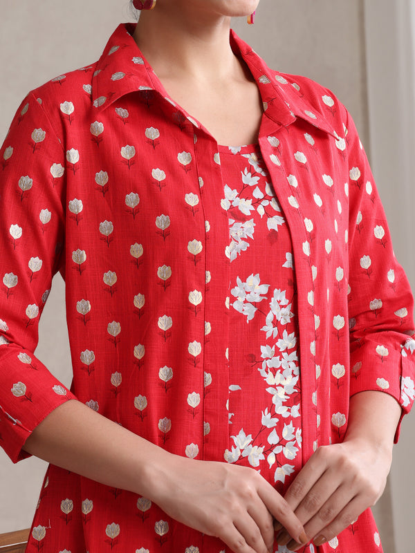 Red Floral & Polka Fusion Cotton Cord Set