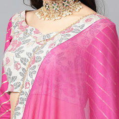 Floral Printed Gotta Patti Ready To Wear Lehenga & Blouse With Dupatta