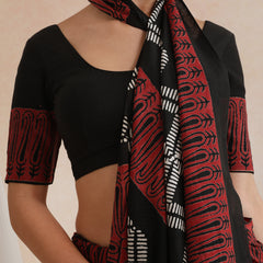 Women Hand Block Black Pure Cotton Printed Saree