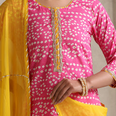 Khushal K  Printed Round Neck Pure Cotton Straight Kurta set