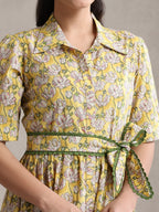 Women Floral Print Shirt Dress