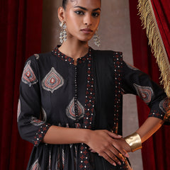 Khushal K Women Cotton kurta and palazzo with dupatta set - Black