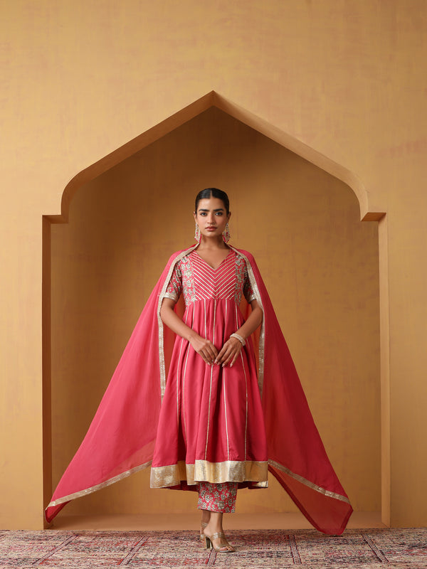 Khushal K Floral Embroidered Anarkali  Kurta set